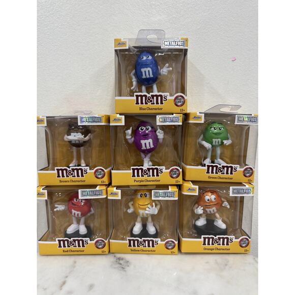 Jada 4" MetalFigs M & M Chocolate Figures Entire Set Of 7 - Picture 1 of 9